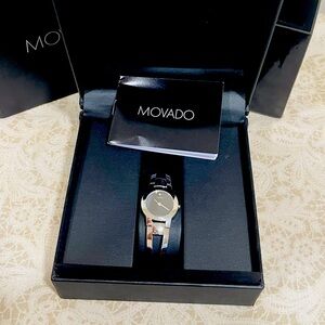 Women Swiss watch movado women silver in box Amorosa